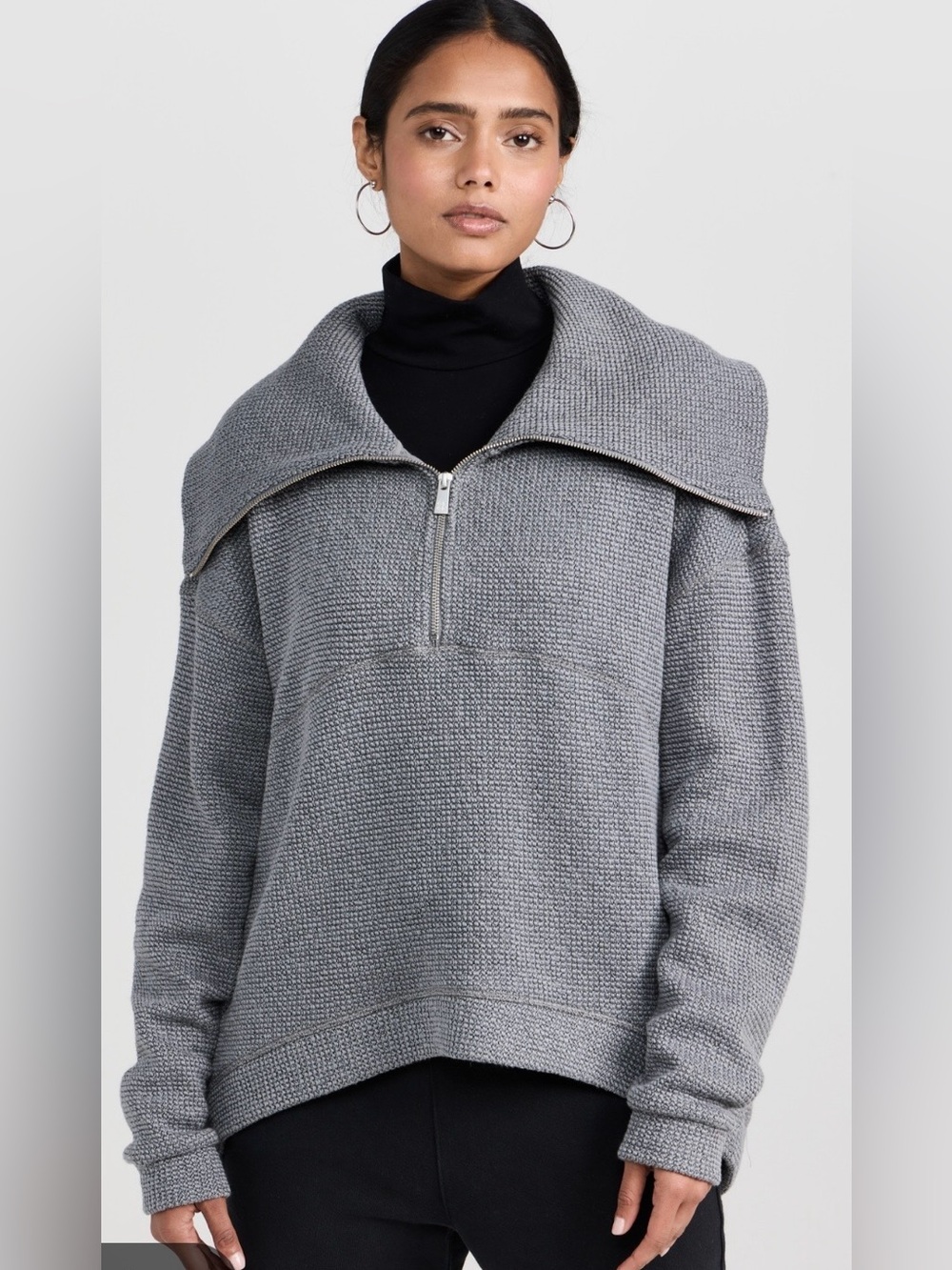 NWT Sweaty Betty Grey Textured Half-Zip Sweater